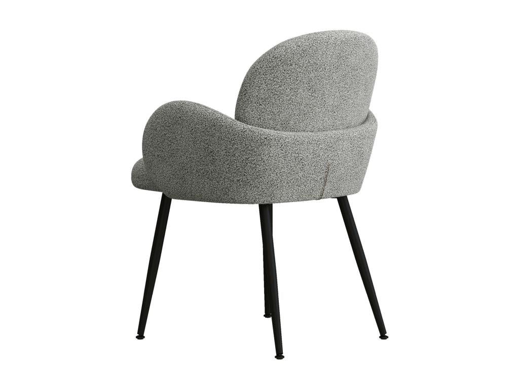 Nobellea Chair in Ash Grey Bouclé Fabric with Black Metal Legs x2 ULGS25837