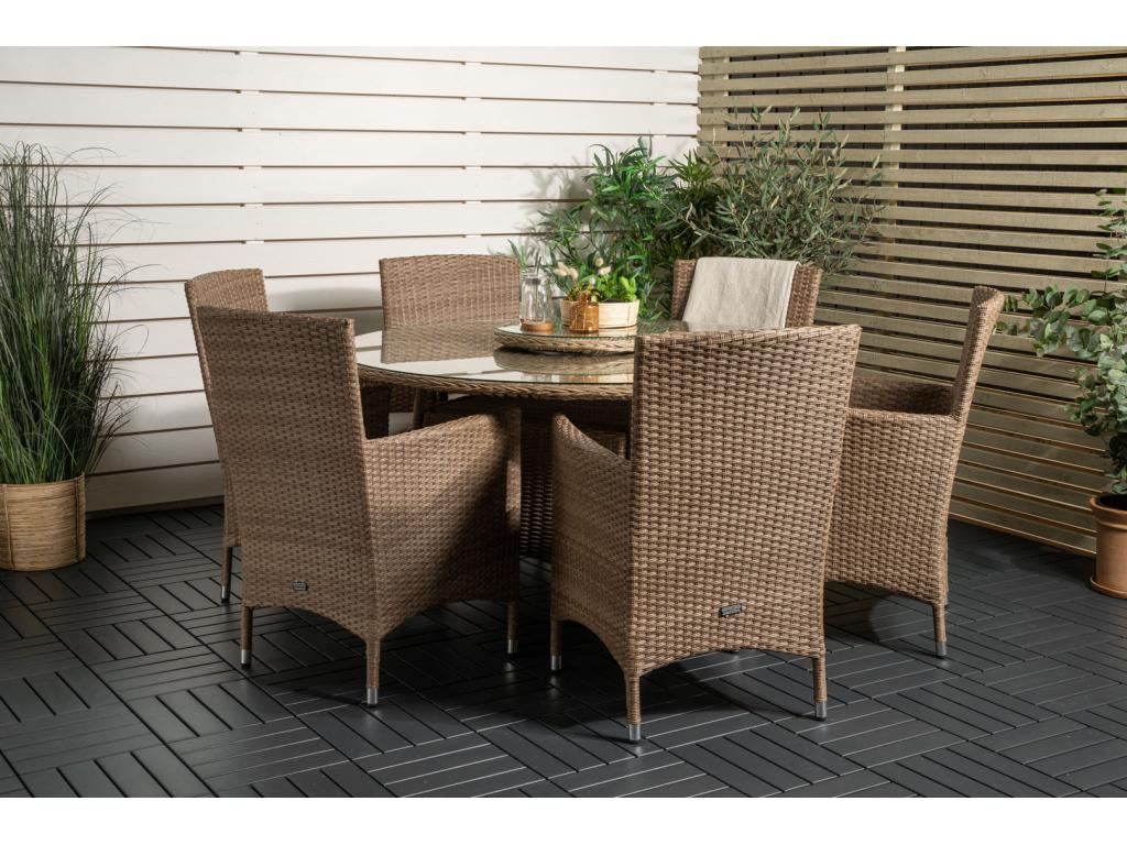 Boisona garden chair with armrests and seat support included, stackable, natural finish. BPHE18534