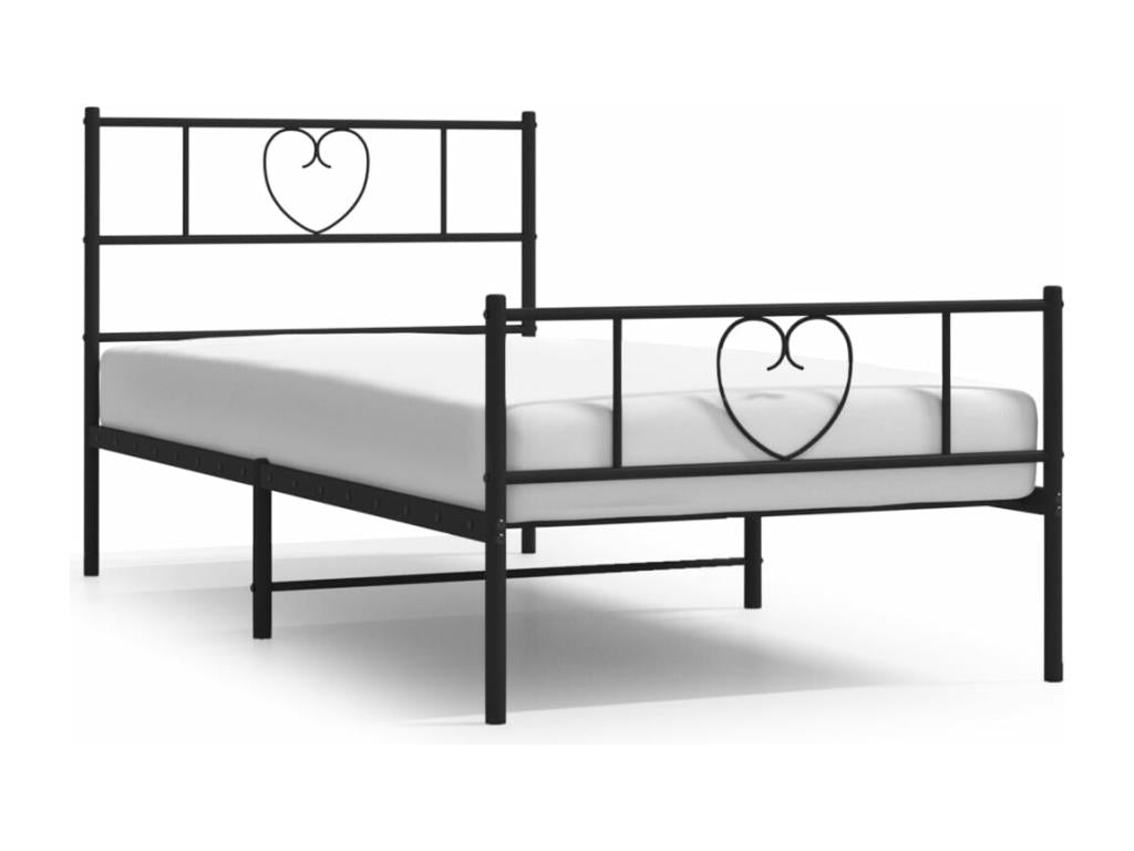 Metal bed frame with headboard and footboard, black, 90x190 cm, AREL21241