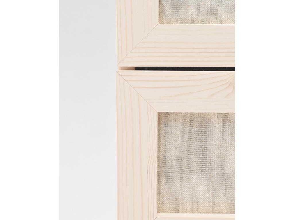 Fir wood and linen chest of drawers with six natural drawers, 76x120cm - LINEN - Boisona KEBT49676