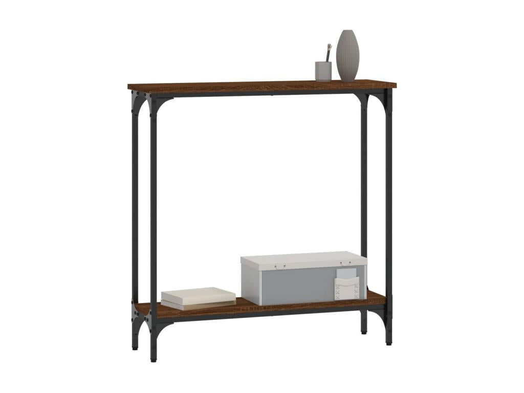 Brown oak console table 75x22.5x75 engineered wood IKNK35653