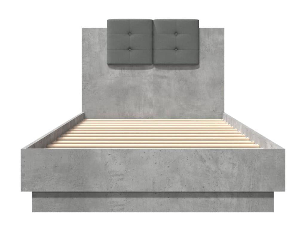Bed frame with headboard and Nobelleaères LED lights, concrete grey, 100x200 cm YHNI16371