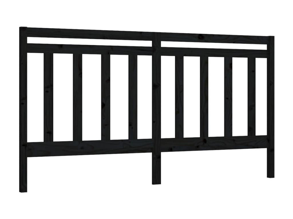 Black Headboard 206x4x100 cm Solid Pine Wood JGFN65038