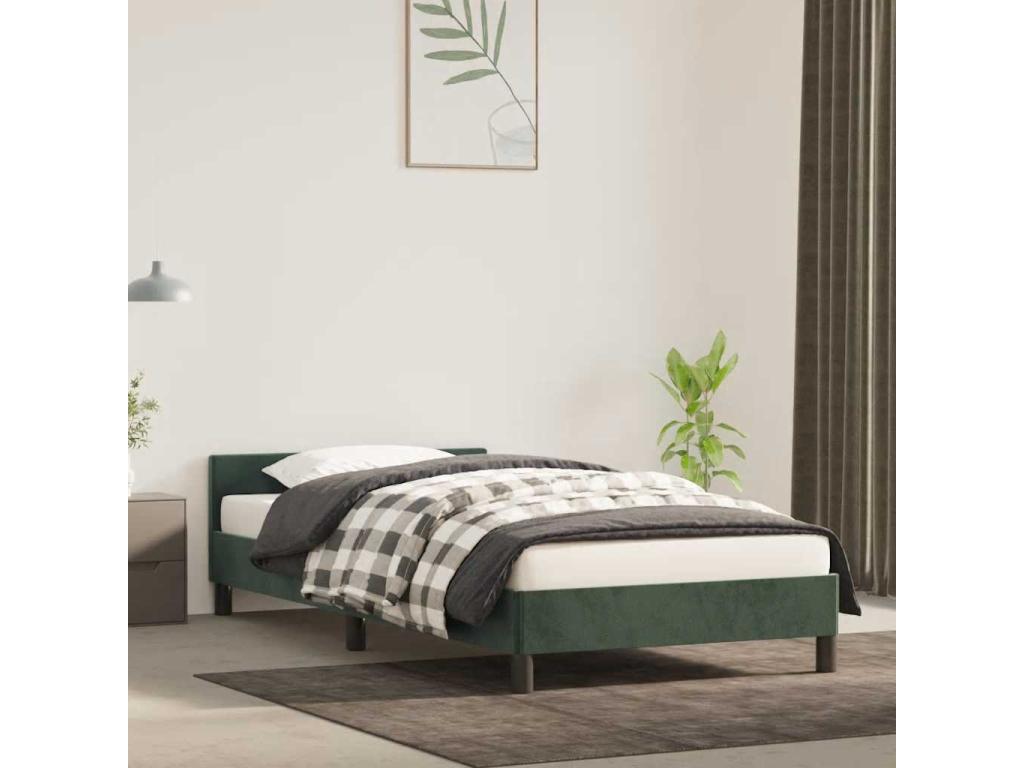 Dark green velvet bed frame without mattress 90x190 cm RBSX19076