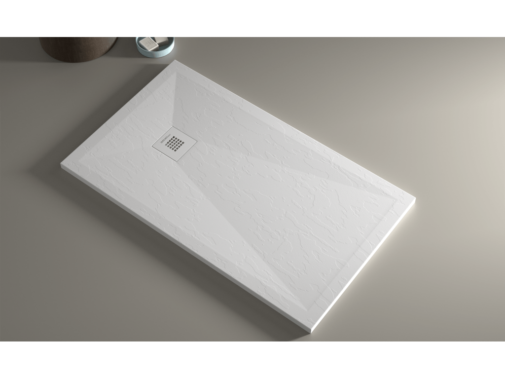 Boisona white slate finish shower tray with colored grate - 200x100 cm QTLR81484