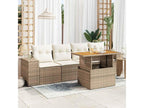 5-piece garden furniture set with cushions, beige woven resin RTWH06195