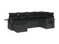 6-piece garden furniture set with cushions, black woven resin MXOL91690