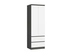 Nobellea S60 Graphite Grey Wardrobe, 60 cm, 2 Doors, 2 Drawers, White Front, 1 Shelf, 60x51x180 cm, UCGL37731