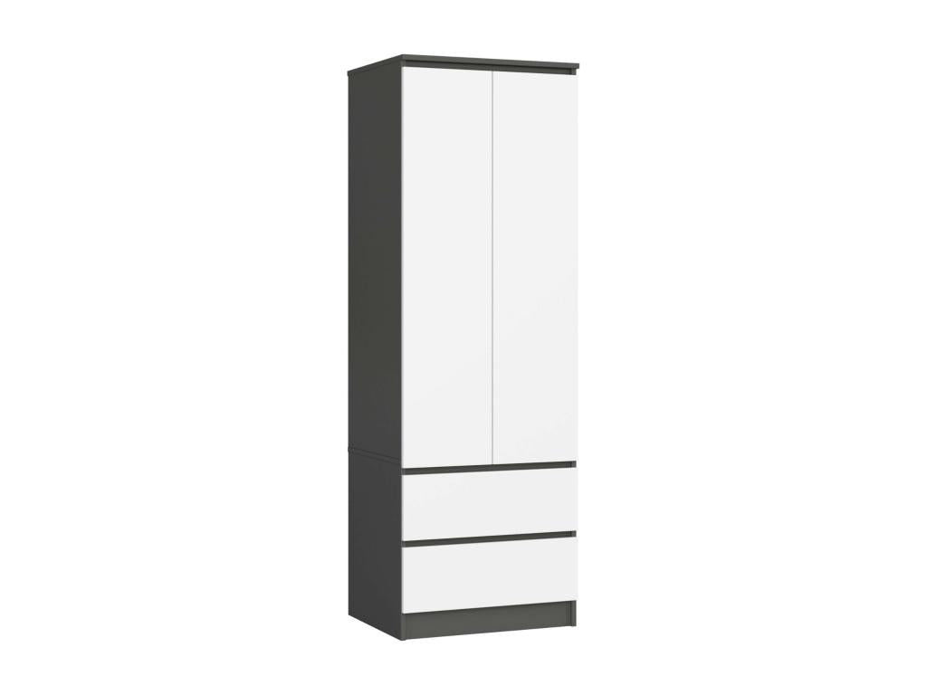 Nobellea S60 Graphite Grey Wardrobe, 60 cm, 2 Doors, 2 Drawers, White Front, 1 Shelf, 60x51x180 cm, UCGL37731