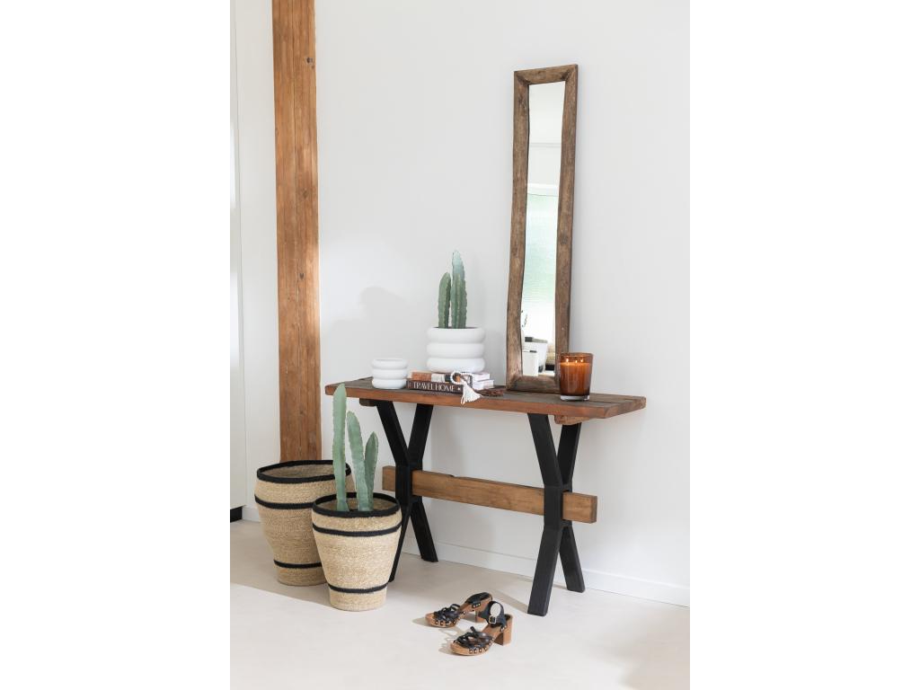 Aged brown wood console table 120x35x75cm FDKO10941