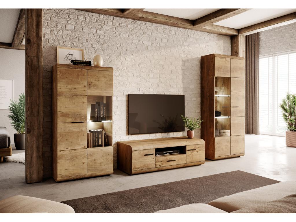 NISKA LED Display Cabinet 80x37x158 Brown EBUL38237