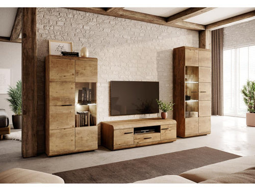 NISKA LED Display Cabinet 80x37x158 Brown EBUL38237