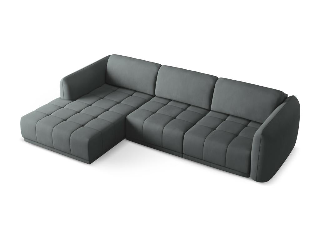 Left-hand corner sofa in chenille fabric - graphite - Boisona QRTR23318
