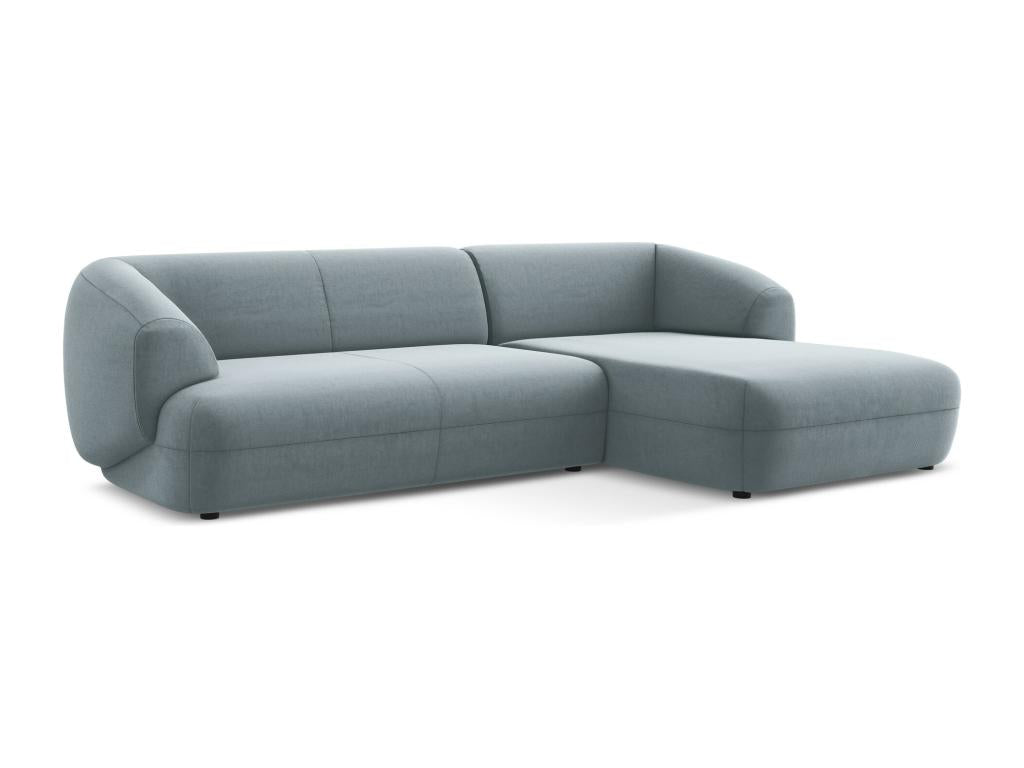 Modular 3-seater right-facing corner sofa in velvet - light blue - Boisona UMEG89069