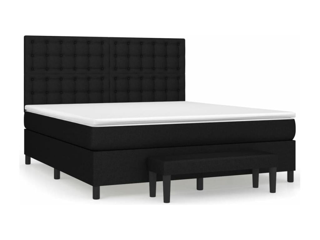 Upholstered bed base with mattress, black, 160x200 cm, fabric LMQO70432