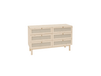 Fir wood and linen chest of drawers with six natural drawers, 76x120cm - LINEN - Boisona KEBT49676