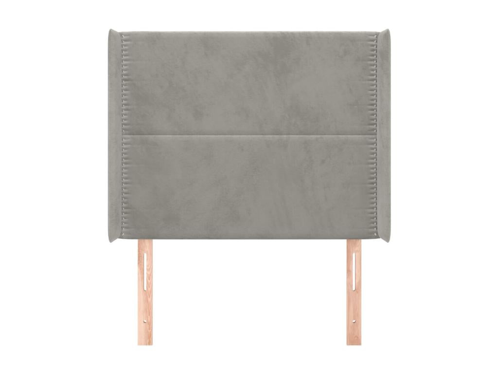 Headboard with wings, light grey, 83x16x118/128 cm, velvet, AOHQ48767