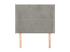 Headboard with wings, light grey, 83x16x118/128 cm, velvet, AOHQ48767