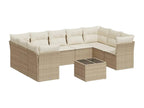 Garden furniture set with cushions, 10 pieces, beige woven resin HJTA67398