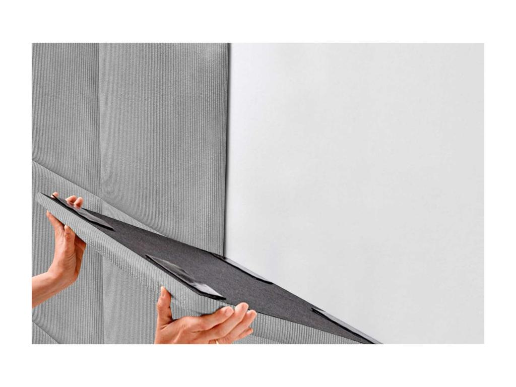 Boisona Upholstered Headboard in High-Quality Corduroy, Boisona interior composed of interchangeable self-adhesive grey panels, 160 cm, ARZG94190