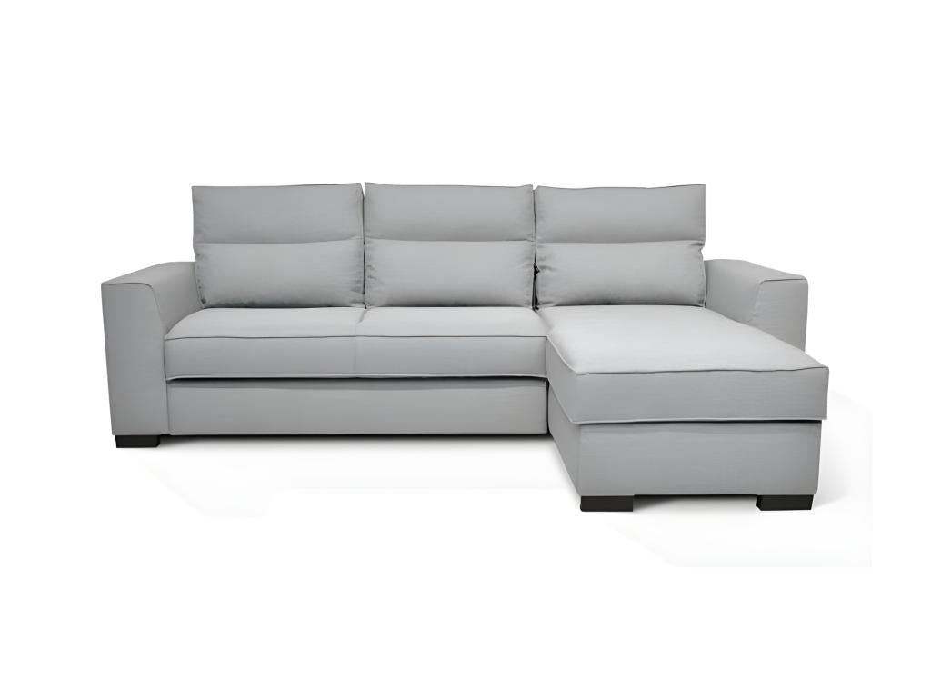 Reversible 4-seater corner sofa bed - Light grey fabric - W 247 x D 158 x H 92 cm VIHS52000