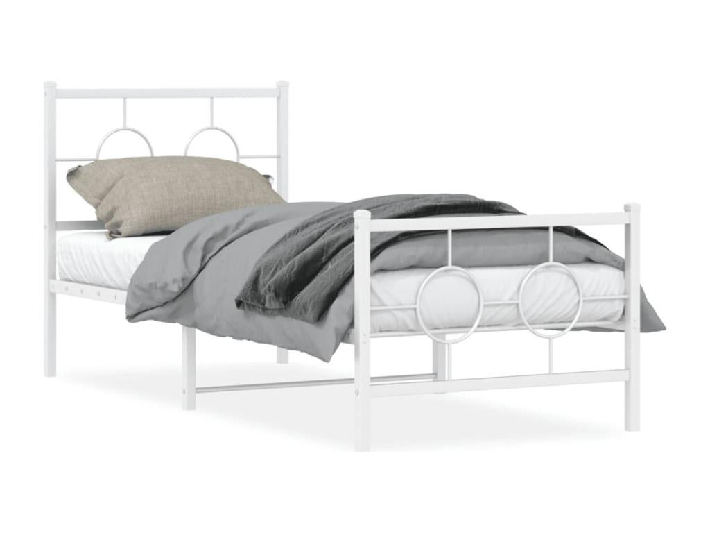 Metal bed frame with headboard and footboard, white, 80x200 cm, OCTR37582
