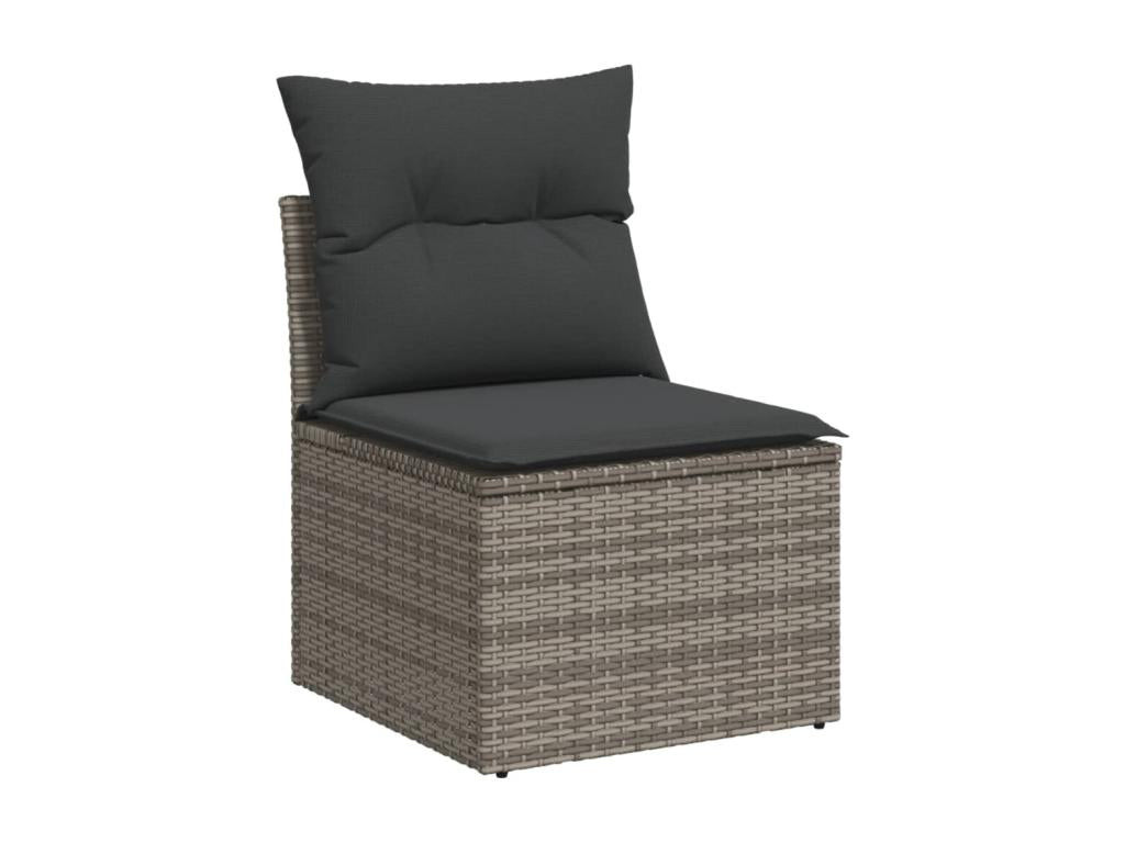 9-piece garden furniture set with grey resin wicker cushions IDOX17816