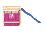 Children's loft bed and pink curtains 80x200cm solid pine wood YLMM41290