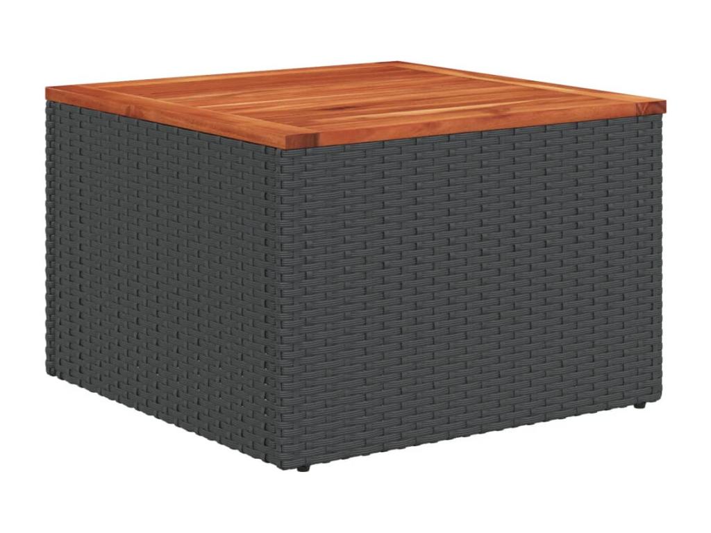 11-piece garden furniture set with cushions, black woven resin YEHP34070