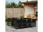 9-piece garden dining set with cushions, black resin wicker, UQFQ71795
