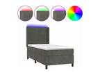 Upholstered bed base and mattress with LED lighting, Dark Grey, 90x200cm, Velvet, JIRU44538