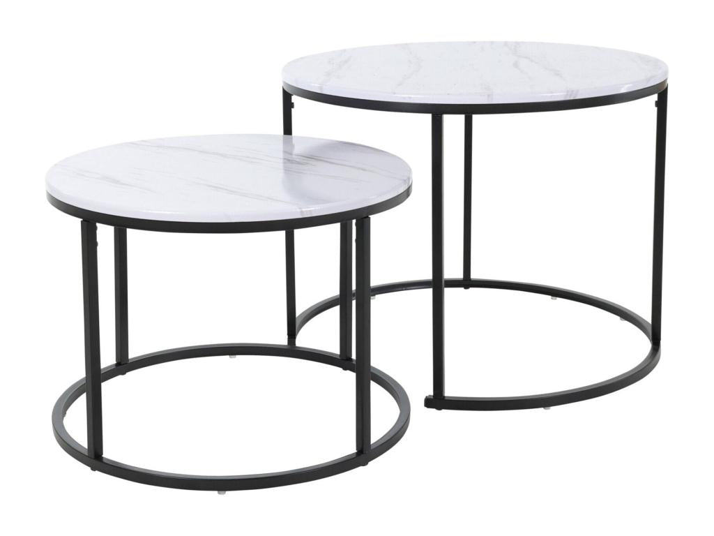 Nobellea Set of 2 side tables in white metal with marble finish, 50 x 60 cm, DTVL85836