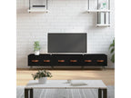 Black TV stand 150x36x30 cm engineered wood BEHY20366