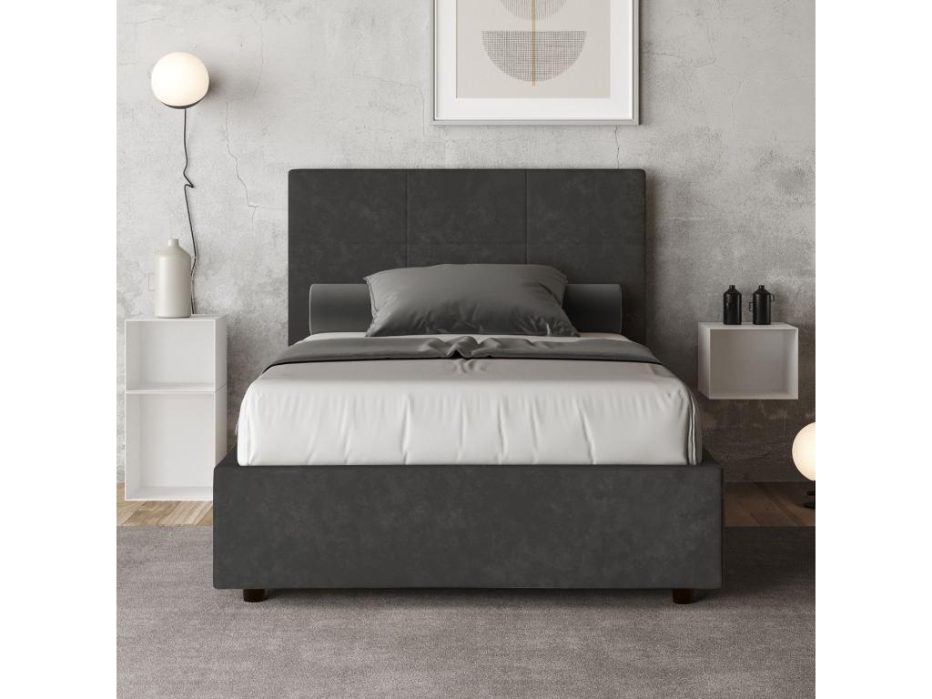 Single bed without slatted base, upholstered, 120x200 cm, grey microfiber, Boisona TPAF17446