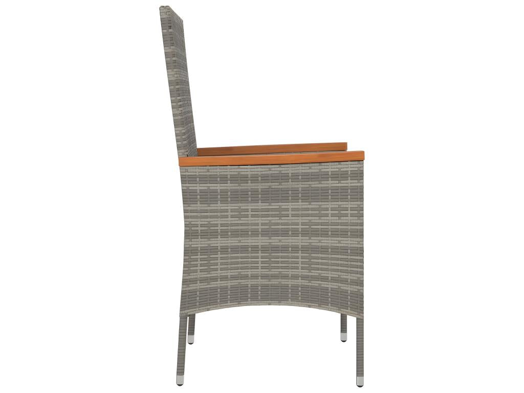 Garden chairs with cushions, set of 4, woven resin, grey, SIEE44429