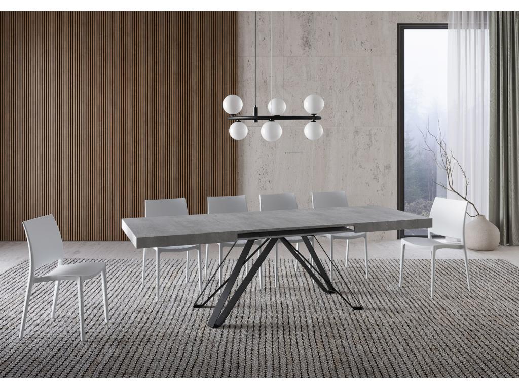 Boisona extendable table 90x160/420 cm, concrete grey with anthracite legs XYII50942