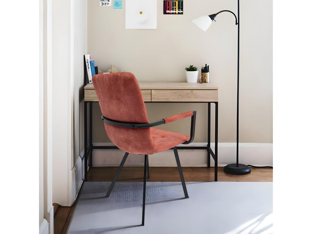 Set of 2 armchairs in red velvet with black metal legs - Boisona SJOK23340