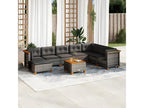 9-piece garden furniture set with grey resin wicker cushions IOXP89725