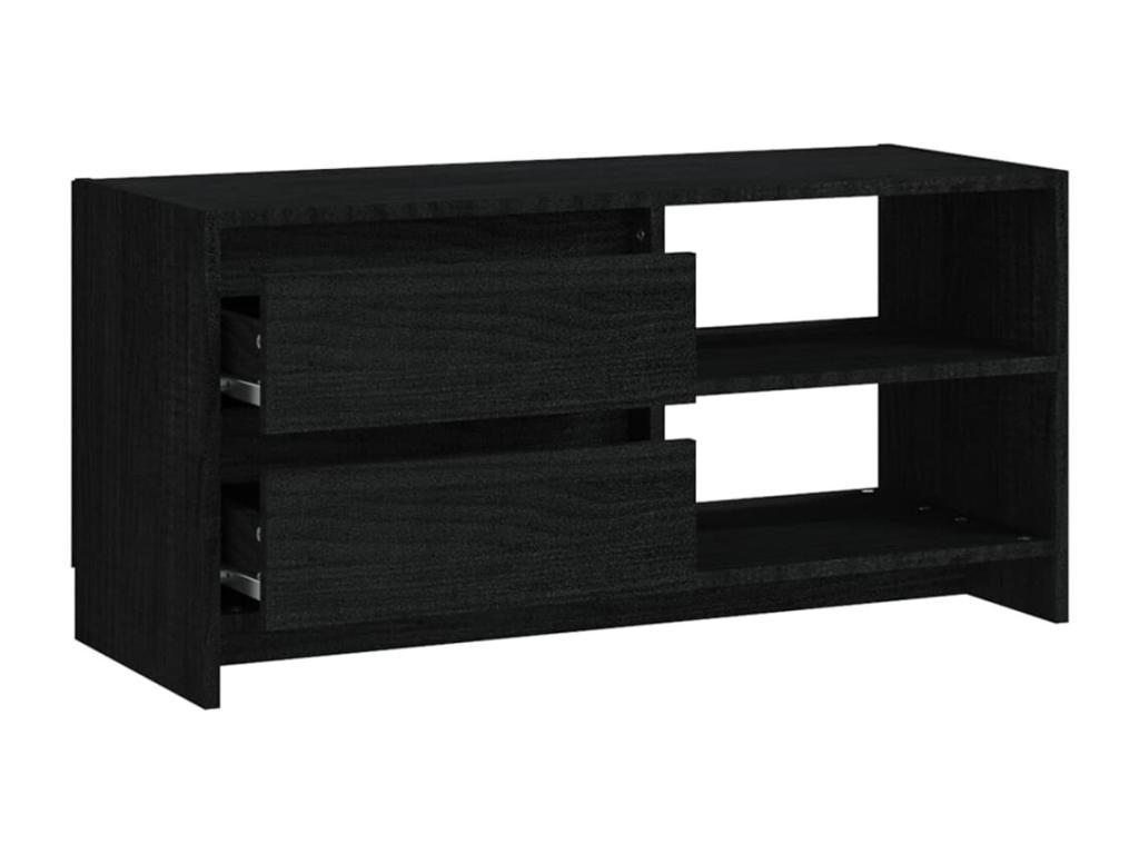 Black TV stand 80x31x39 cm Solid pine wood YBPF17053