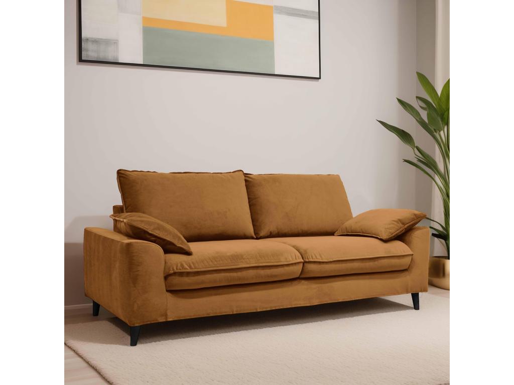 Hazelnut 3-seater velvet sofa KWUG83203