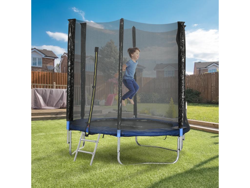 180cm Outdoor Trampoline with Safety Net, Padded Poles and Ladder WDEA57397