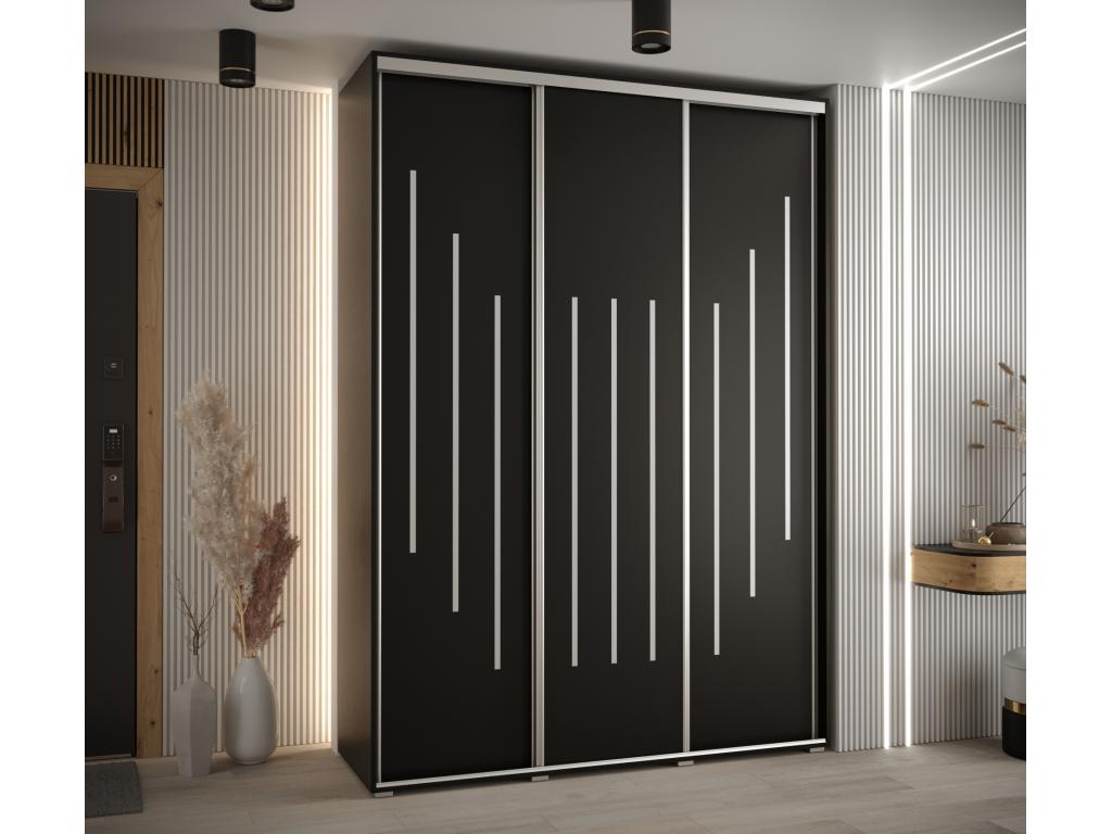 Boisona 8 Sliding Door Wardrobe 235.2/180/60 3 Doors Black/Black/Silver JLFK55491
