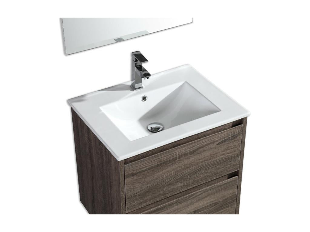 Nobellea LXCK98038 60cm Brown Single Sink Vanity Unit