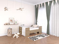 Convertible bed 90x140/170/200 cm with storage - Natural and white color - Boisona EGBZ57706