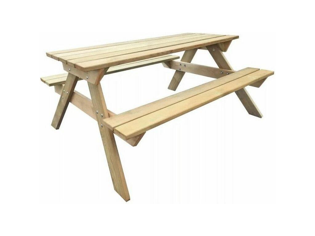 Garden table with 2 benches, solid light-impregnated pine, Nobellea PSKS24493