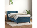 Upholstered bed base with mattress, dark blue, 90x190 cm, XTWD51189