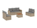 8-piece garden furniture set with cushions, beige woven resin CUZO75924