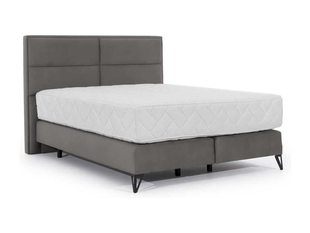Boisona brown velvet continental bed with 30cm latex mattress and black metal legs - 140x200 ZAIU29319