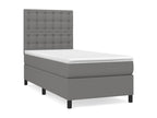 Upholstered bed base with mattress, Dark Grey, 90x200 cm, Fabric HQRG59014
