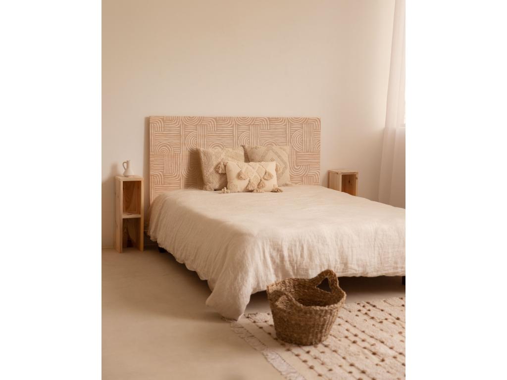 Printed natural pine wood headboard 160x80cm - Elariva XKPB92396